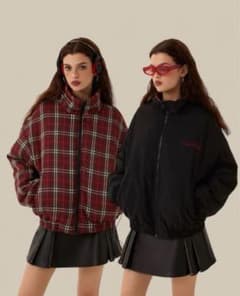 地底人オンライン リバーシブルカジュアルジャケット M チェック赤