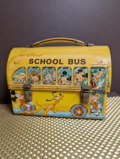 Walt Disney スクールバス型ランチボックス　アンティーク　缶バッグ Disney スクールバス型ランチボックス アンティーク 缶バッグ 60年代