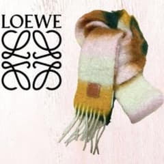 ロエベ　ロングモヘアマフラー　ストライプ / アナグラムロゴパッチのサムネイル