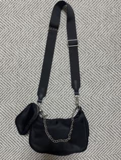 2WAY チェーン ショルダーバッグ ミニポーチ付き ブラックのサムネイル