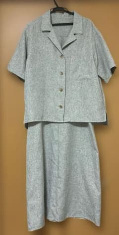 Samansa Mos2 blue 開襟シャツ キャミワンピース セットアップ
