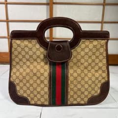 GUCCI グッチ シェリーライン くり手 ハンドバッグ GGキャンバス 