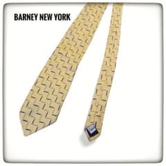 【美品】BARNEY NEW YORK シルクネクタイ イエロー 幾何学模様のサムネイル