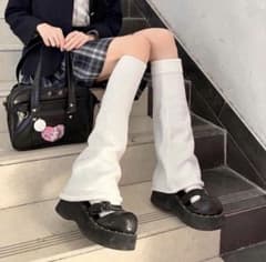 レッグウォーマー 白 ロング ルーズソックス風 韓国ファッション Y2K 制服のサムネイル