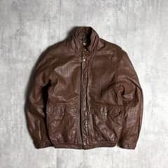 70-80s vintage 가죽 블루존 비행 재킷 짧은 길이 가죽