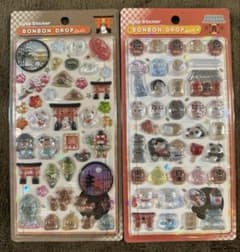 【正規品】ボンボンドロップシール　和柄　古都めぐり・東京観光　2枚セットのサムネイル