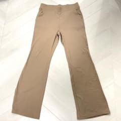 ユニクロ リブフレアパンツ ベージュ レギンス　UNIQLO ジーユーのサムネイル