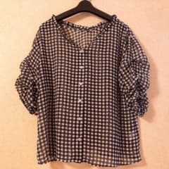 ブラウス Ｖネック ギンガムチェック トップスのサムネイル