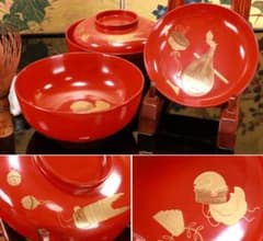 時代輪島塗　雅楽和楽器蒔絵　吸物物朱椀　二客　木製 BJ107 時代輪島塗 雅楽和楽器蒔絵 吸物物朱椀 二客 木製 BJ107 - メルカリ