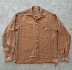 50s TOWNCRAFTオープンカラーレーヨンシャツ アンバー 絣 - メルカリ