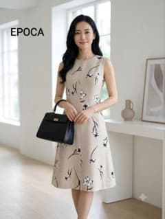 美品 EPOCA ボタニカルプリント ノースリーブワンピース 38サイズ