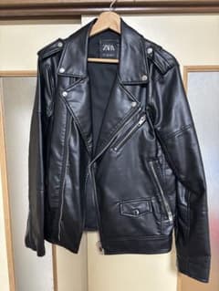 ZARA ダブルライダースジャケット ブラックのサムネイル