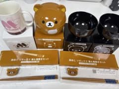 [신품 미사용] 로손 리락쿠마 뚜껑이 달린 오완 된장 국물 오완 젓가락 & 젓가락 두어