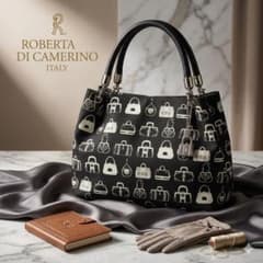 美品】ロベルタディカメリーノ ハンドバッグ ミニポーチ・チャーム付