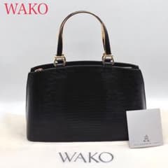 極美品】ワコウ ハンドバッグ レザー リザード ゴールド金具