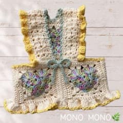 犬服ハンドメイド:* ♡ハートのビィスチェ♡イエローフリルワンピースのサムネイル
