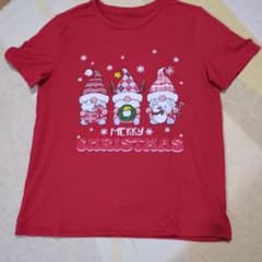 赤いクリスマスキャラクター半袖Tシャツのサムネイル