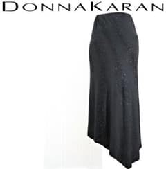 美品！DONNA KARAN　ビジュー付き ロングスカート　黒のサムネイル