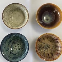 다색 도자기 다기 4개 세트 중국 공예품