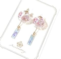 風鈴ピアス✨️ゴールド紫陽花　あじさいのサムネイル