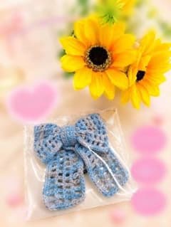 ハンドメイド かぎ針編み リボン ヘアゴムのサムネイル