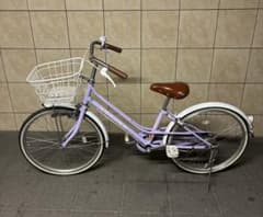 子供用自転車 22インチ パープル 大阪市引取 前バスケット付き 女の子