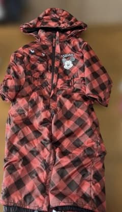 ミッキーマウス 子供用 スキーウェア 赤黒 チェック 90 キッズ