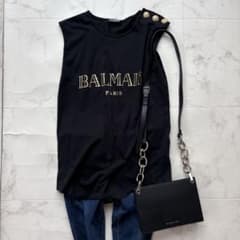BALMAIN バルマン　ノースリーブ　タンクトップ　34 BALMAIN バルマン ノースリーブ カットソー タンクトップ 金ボタン 34