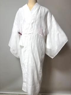 本麻　紋紗　白　長襦袢　クリーニング美品　小柄な方　裄64身丈121㎝いしき宛付 本麻 紋紗 白 長襦袢 クリーニング美品 小柄な方 裄64身丈121㎝いしき