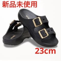 クロックス ウィメンズ メタリックバックル サタデー サンダル 黒 23cm