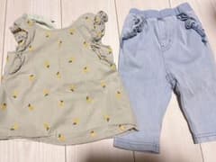 ⚠️最終値下げプチマイン　トップスとデニム風パンツセットのサムネイル