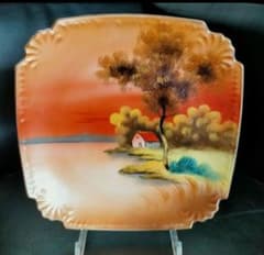 オールドノリタケ☆ 幅約22.7cm ☆夕焼け風景絵四角皿』 - メルカリ