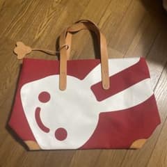 CUNE トートバッグ 赤×白 ウサギ柄 レザーハンドル - メルカリ