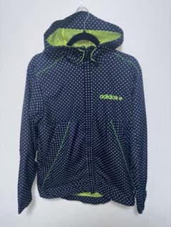 old adidas ネイビー 蛍光黄緑 ドット柄 ナイロンジャケットのサムネイル