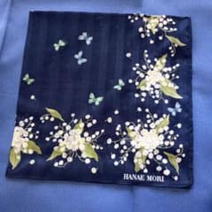 Thumbnail of HANAE MORI ハンカチ 鈴蘭 蝶々 ネイビー