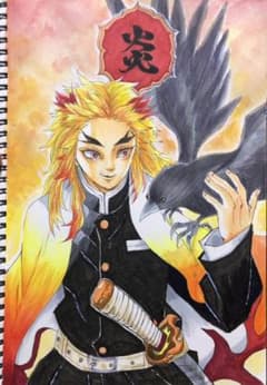 鬼滅の刃手書きイラスト　煉獄杏寿郎のサムネイル