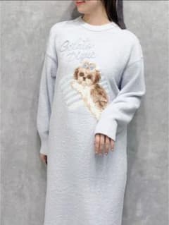 新品未使用】ジェラートピケ♡シーズージャガードワンピース ブルー