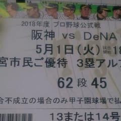甲子園球場 阪神タイガース vs DeNA チケットのサムネイル