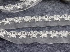 白花柄刺繍レース 幅3cm×約3.18m チュール レースリボン手芸ハンドメイドのサムネイル