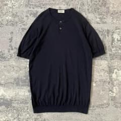 【希少L】ジョンスメドレー シーアイランドコットン ニットTシャツ ネイビー 紺 希少L】ジョンスメドレー シーアイランドコットン ニットTシャツ
