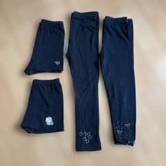 キッズ スパッツ レギンス ショートパンツ 4点セット 黒　130〜135サイズのサムネイル