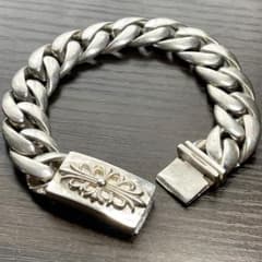 ブレスレット ヴィンテージ チェーン フローラル クロス ID シルバー