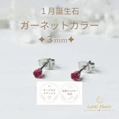 1月誕生石 ガーネットカラー ピアス 3mm サージカルステンレス あか