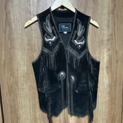 スエード フリンジ レザーベスト ネイティブ ウエスタン エコー