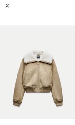 ZARA ボアジャケット フェイクスエード ベージュのサムネイル