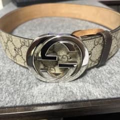 GUCCI ベルト GGバックル 総柄 ベージュ 追加穴あり 99cmのサムネイル