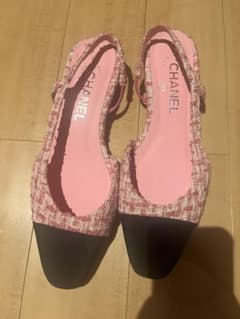 CHANEL ピンク ツイード サンダル 39 - メルカリ
