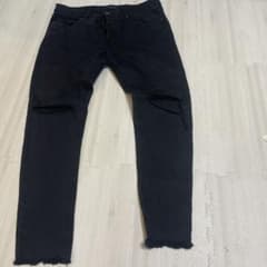 ハ*イ様 ZARA ダメージ加工 ブラックデニムパンツ USA 36のサムネイル
