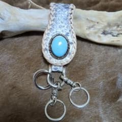 ダイヤモンドパイソン革のベルトループキーホルダーのサムネイル
