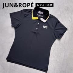 JUN&ROPÉ ジュンアンドロペ 半袖ポロシャツ メッシュ生地 ラバーロゴ M 
